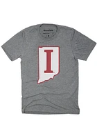 Homefield Indiana Hoosiers Grey State Shape Short Sleeve Fashion T Shirt