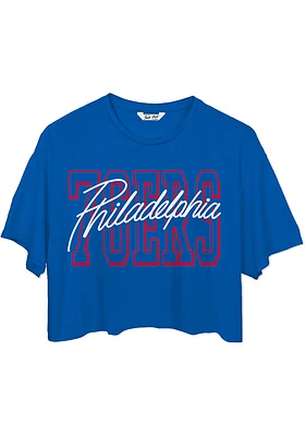 Junk Food Clothing Philadelphia 76ers Womens Cropped Short Sleeve T-Shirt