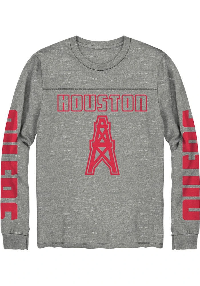Junk Food Clothing Houston Oilers Grey Thermal Long Sleeve Fashion T Shirt