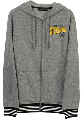 Junk Food Clothing Pittsburgh Steelers Mens Grey FIELD GOAL FLEECE Long Sleeve Full Zip Jacket