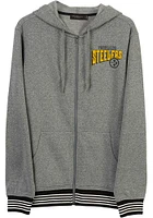 Junk Food Clothing Pittsburgh Steelers Mens Grey FIELD GOAL FLEECE Long Sleeve Full Zip Jacket