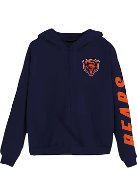 Junk Food Clothing Chicago Bears Mens Navy Blue FLEECE Long Sleeve Full Zip Jacket