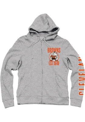 Junk Food Clothing Cleveland Browns Mens Grey FLEECE Long Sleeve Full Zip Jacket