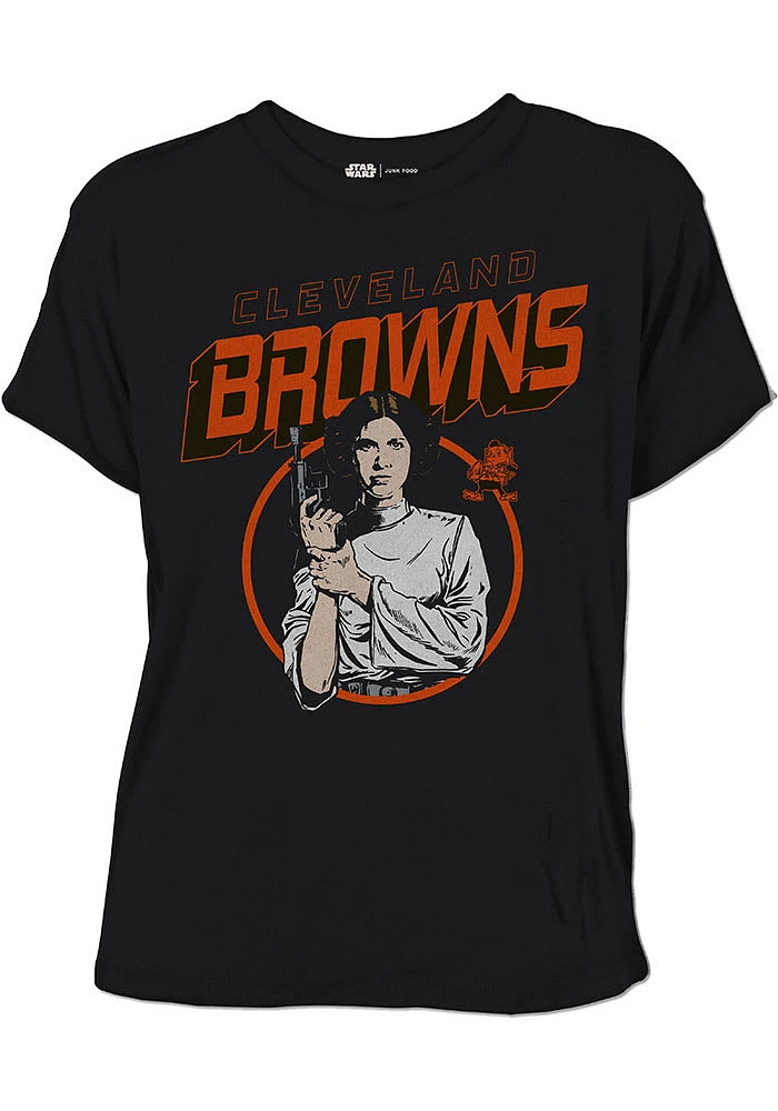 Junk Food Clothing Cleveland Browns Womens Black Princess Leia Short Sleeve T-Shirt