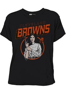 Junk Food Clothing Cleveland Browns Womens Black Princess Leia Short Sleeve T-Shirt