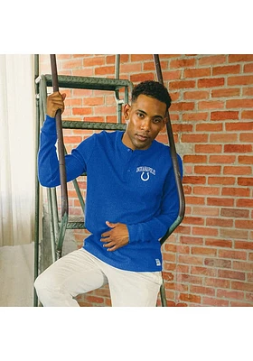 Junk Food Clothing Indianapolis Colts Blue Thermal Henley Long Sleeve Fashion T Shirt