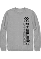 Junk Food Clothing Pittsburgh Steelers Grey VERTICAL Long Sleeve Fashion T Shirt