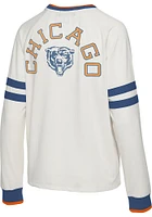 Junk Food Clothing Chicago Bears Womens White Football Crew Sweatshirt