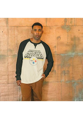Junk Food Clothing Pittsburgh Steelers White Raglan Long Sleeve Fashion T Shirt
