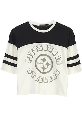 Junk Food Clothing Pittsburgh Steelers Womens White Hail Mary Short Sleeve T-Shirt