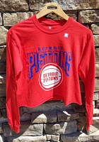 Junk Food Clothing Detroit Pistons Womens Red Cropped LS Tee