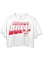 Junk Food Clothing Chicago Bulls Womens White Cropped Short Sleeve T-Shirt
