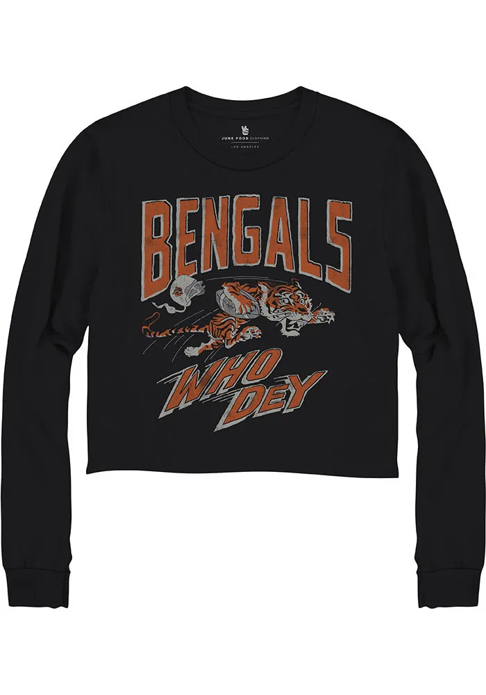 Junk Food Clothing Cincinnati Bengals Womens Black Who Dey LS Tee