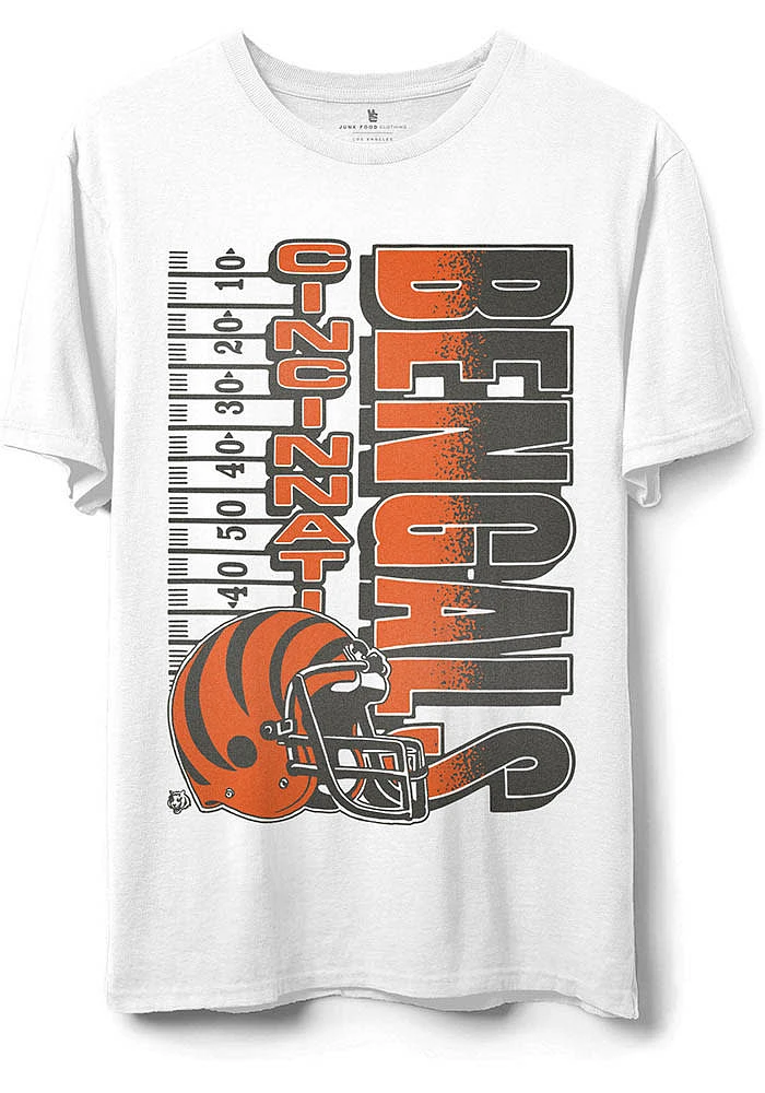 Junk Food Clothing Cincinnati Bengals White Hashmark Short Sleeve T Shirt