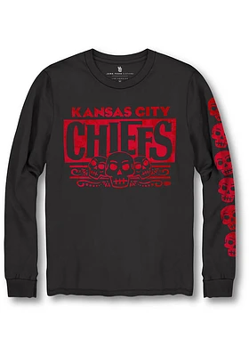Junk Food Clothing Kansas City Chiefs Black Team Dia de Los Muertos Sugar Skull Long Sleeve T Shir..
