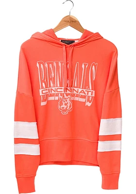 Junk Food Clothing Cincinnati Bengals Womens Orange Striped Hooded Sweatshirt