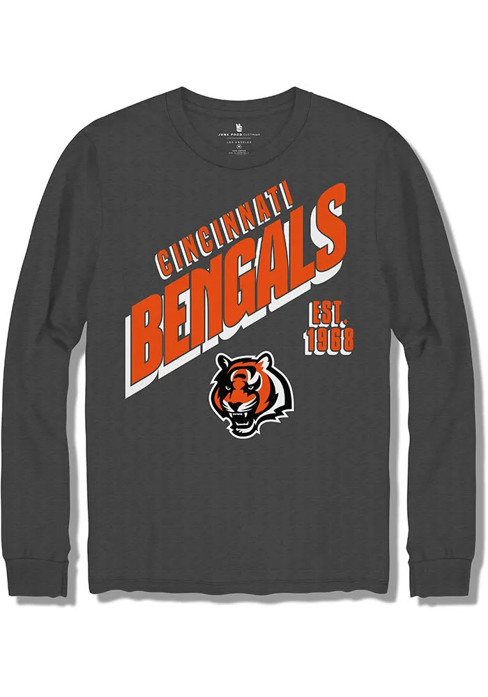 Junk Food Clothing Cincinnati Bengals Charcoal Slant Long Sleeve T Shirt