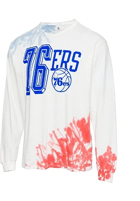 Junk Food Clothing Philadelphia 76ers Blue Tie Dye Long Sleeve Fashion T Shirt