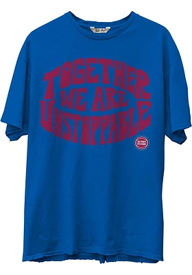 Junk Food Clothing Detroit Pistons Blue Positive Energy Short Sleeve Fashion T Shirt