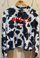 Junk Food Clothing Chicago Bulls Womens Black Tie Dye Crew Sweatshirt