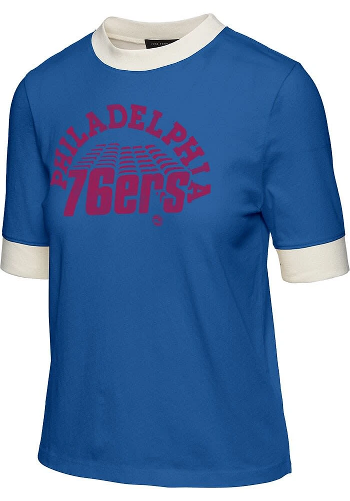 Junk Food Clothing Philadelphia 76ers Womens Navy Blue Ringer Short Sleeve T-Shirt
