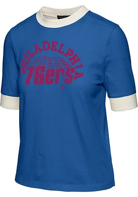 Junk Food Clothing Philadelphia 76ers Womens Navy Blue Ringer Short Sleeve T-Shirt