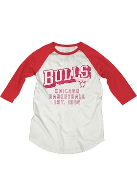 Junk Food Clothing Chicago Bulls White Raglan 3/4 Long Sleeve Fashion T Shirt