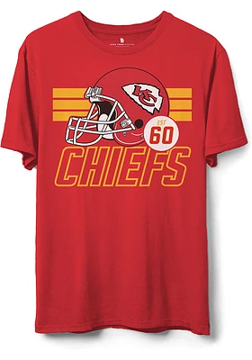 Junk Food Clothing Kansas City Chiefs Red Helmet Lines Short Sleeve T Shirt
