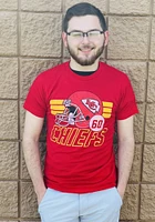 Junk Food Clothing Kansas City Chiefs Red Helmet Lines Short Sleeve T Shirt