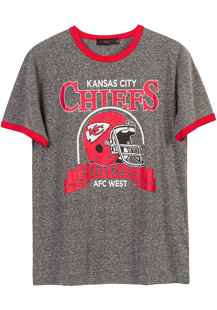 Junk Food Clothing Kansas City Chiefs Grey BACKYARD RINGER Short Sleeve Fashion T Shirt