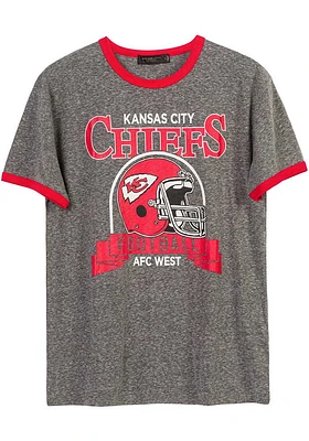 Junk Food Clothing Kansas City Chiefs Grey BACKYARD RINGER Short Sleeve Fashion T Shirt