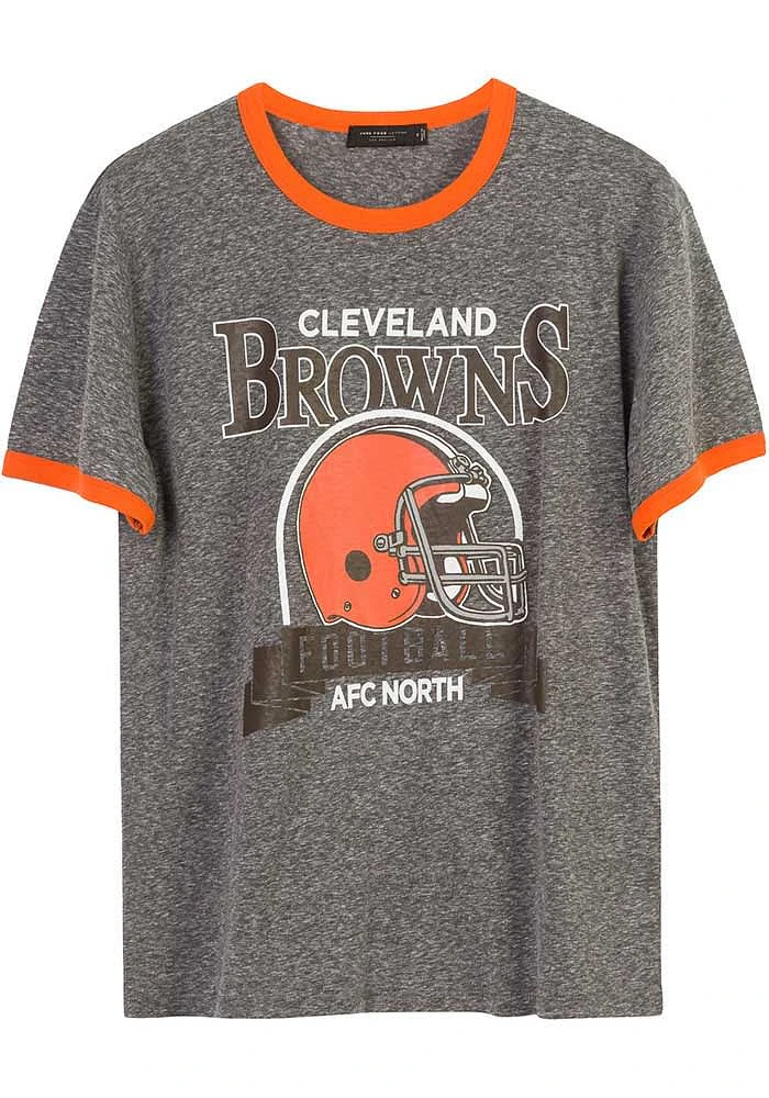 Junk Food Clothing Cleveland Browns Grey BACKYARD RINGER Short Sleeve Fashion T Shirt