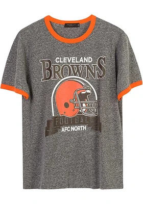Junk Food Clothing Cleveland Browns Grey BACKYARD RINGER Short Sleeve Fashion T Shirt