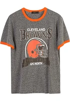Junk Food Clothing Cleveland Browns Grey BACKYARD RINGER Short Sleeve Fashion T Shirt