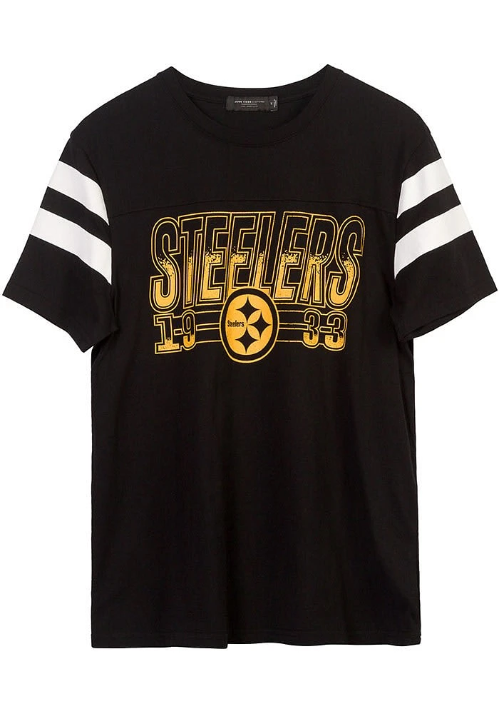 Junk Food Clothing Pittsburgh Steelers Black GRIDIRON Short Sleeve Fashion T Shirt