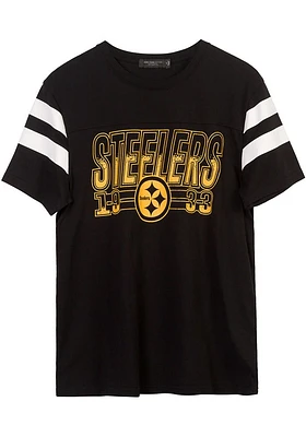 Junk Food Clothing Pittsburgh Steelers Black GRIDIRON Short Sleeve Fashion T Shirt
