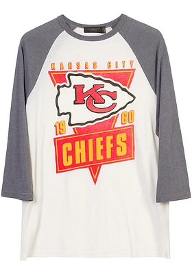 Junk Food Clothing Kansas City Chiefs White THROWBACK RAGLAN Long Sleeve Fashion T Shirt
