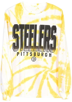 Junk Food Clothing Pittsburgh Steelers White TIE DYE Long Sleeve Fashion T Shirt