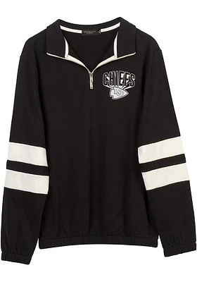 Junk Food Clothing Kansas City Chiefs Mens Black VINTAGE Long Sleeve Qtr Zip Fashion Pullover