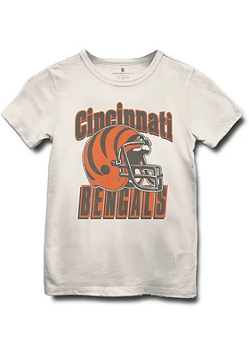 Junk Food Clothing Cincinnati Bengals Youth White Vintage Helmet Short Sleeve T-Shirt