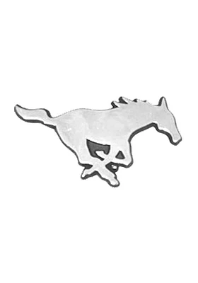 SMU Mustangs Chrome Design Car Emblem - Silver