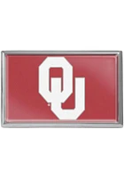 Oklahoma Sooners Red Domed Rectangular Car Emblem - Crimson