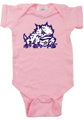 TCU Horned Frogs Baby Pink Mascot Short Sleeve One Piece