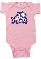 TCU Horned Frogs Baby Pink Mascot Short Sleeve One Piece
