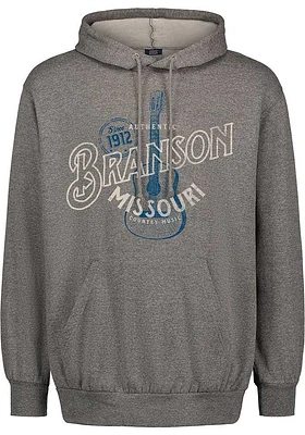 Branson Mens Grey Country Muisic Long Sleeve Hoodie