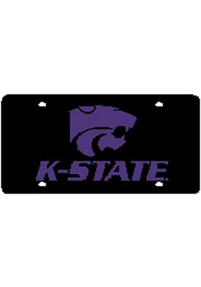 K-State Wildcats Black Purple Wordmark Black Car Accessory License Plate