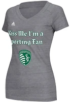 Adidas Sporting Kansas City Womens Grey Kiss Me Short Sleeve T-Shirt