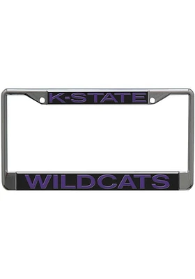 K-State Wildcats Wordmark Chrome License Plate Frame - Black