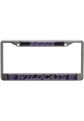 K-State Wildcats Black Domed Chrome License Plate Frame - Black