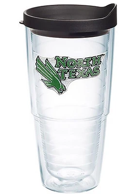 North Texas Mean Green 24oz Lid Clear Tumbler
